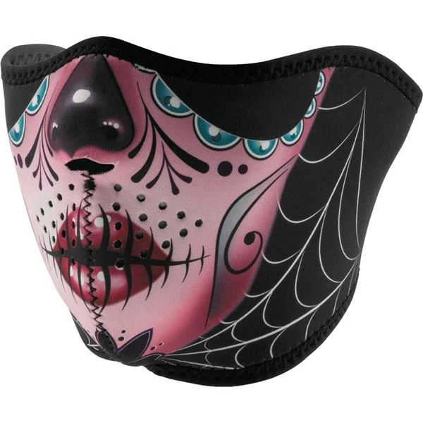 Zan Headgear Sugar Skull Neoprene Half Face Mask 3 Zan Headgear Sugar Skull Neoprene Half Face Mask